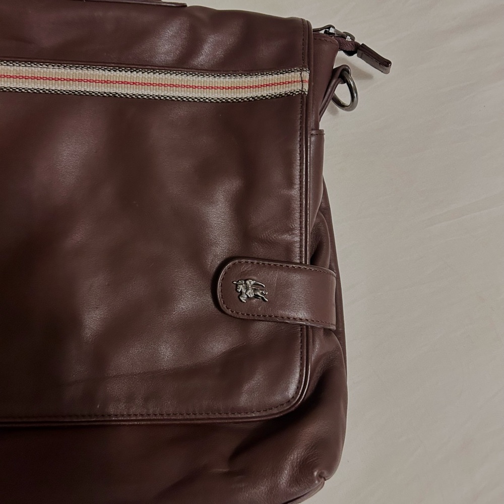 Burberry unisex leather briefcase with check pattern